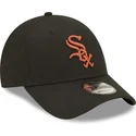 verstellbare-schwarze-curved-cap-mit-braunem-logo-9forty-league-essential-der-chicago-white-sox-mlb-von-new-era