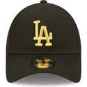 new-era-curved-brim-golden-logo-9forty-metallic-los-angeles-dodgers-mlb-black-adjustable-cap