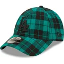gorra-curva-verde-oscuro-ajustable-con-logo-negro-9forty-plaid-de-los-angeles-dodgers-mlb-de-new-era
