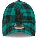gorra-curva-verde-oscuro-ajustable-con-logo-negro-9forty-plaid-de-los-angeles-dodgers-mlb-de-new-era