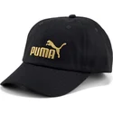 schwarze-verstellbare-kappe-mit-gebogenem-schirm-und-goldenem-essentials-logo-von-puma