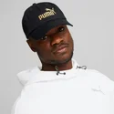 schwarze-verstellbare-kappe-mit-gebogenem-schirm-und-goldenem-essentials-logo-von-puma