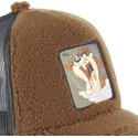 capslab-tasmanian-devil-fur1-taz2-looney-tunes-brown-shearling-trucker-hat