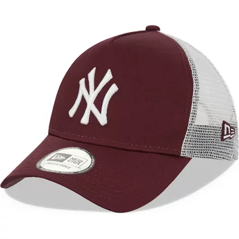 New Era 9FORTY A Frame New York Yankees MLB Maroon and White Trucker Hat