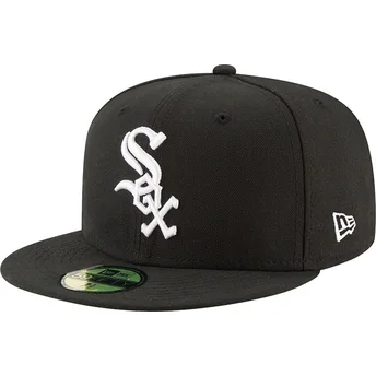 Schwarze flache 59FIFTY Authentic On Field Game Fitted Cap der Chicago White Sox MLB von New Era