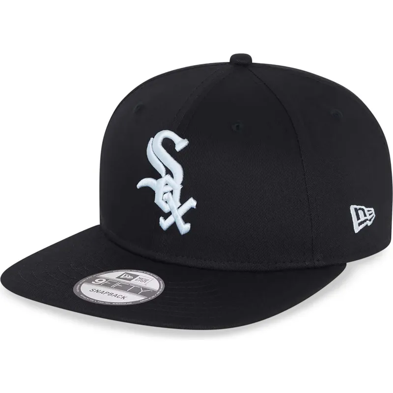 schwarze-flache-9fifty-essential-snapback-cap-der-chicago-white-sox-mlb-von-new-era