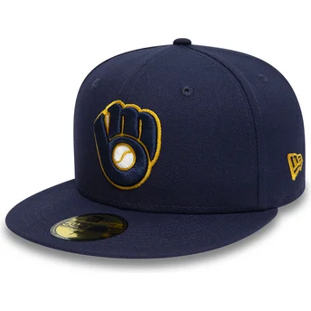 Sapkák lapos sötétkék illesztett 59FIFTY Authentic On Field Milwaukee Brewers MLB New Era