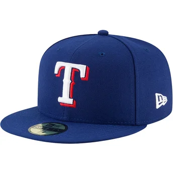Texas Rangers MLB New Era 59FIFTY Authentic On Field blaue, angepasste Flachkappe