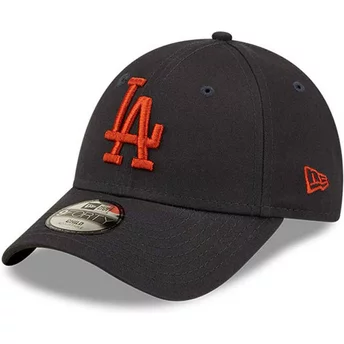 New Era Curved Brim Youth Brown Logo 9FORTY League Essential Los Angeles Dodgers MLB Navy Blue Adjustable Cap
