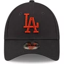 new-era-curved-brim-youth-brown-logo-9forty-league-essential-los-angeles-dodgers-mlb-navy-blue-adjustable-cap