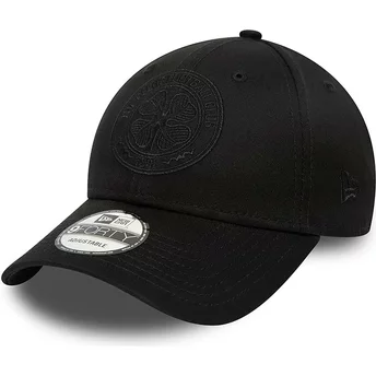 New Era Curved Brim Black Logo 9FORTY Celtic Football Club Scottish Premiership Black Adjustable Cap