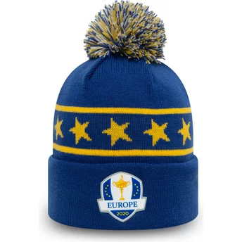 New Era Cuff Sunday Bobble Ryder Cup Europe Blue and Yellow Beanie with Pompom
