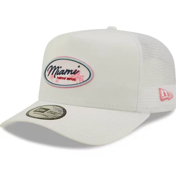 New Era Miami A Frame Oval State White Trucker Hat