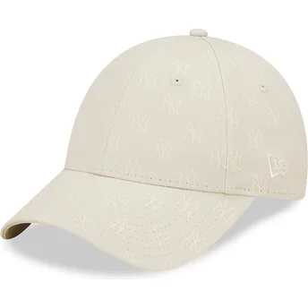 Beige justerbar kurvkeps för dam 9FORTY Monogram New York Yankees MLB från New Era