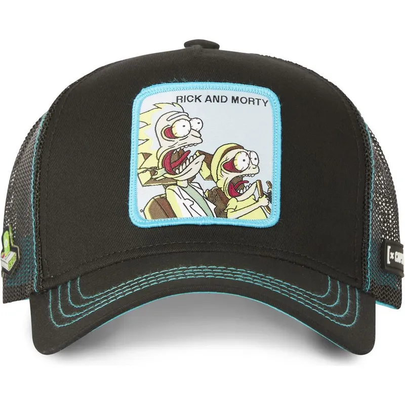 schwarze-trucker-kappe-rick-and-morty-re3-rick-and-morty-von-capslab