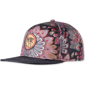 Sapkák lapos fekete snapback Peacock Linen Djinns