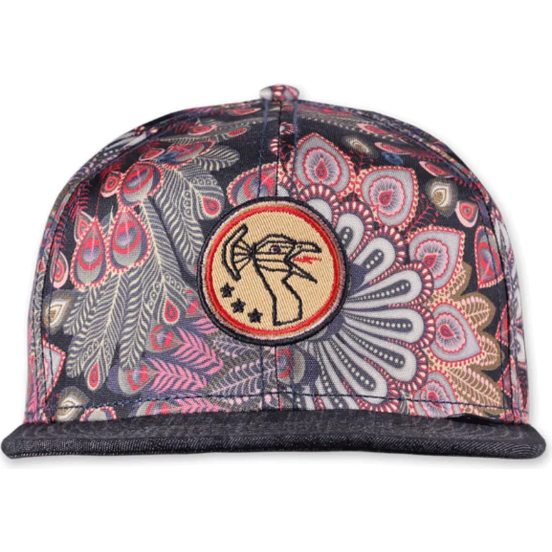 sapkak-lapos-fekete-snapback-peacock-linen-djinns