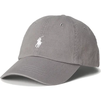 Sapkák ívelt szürke állítható pánt Cotton Chino Classic Sport Polo Ralph Lauren