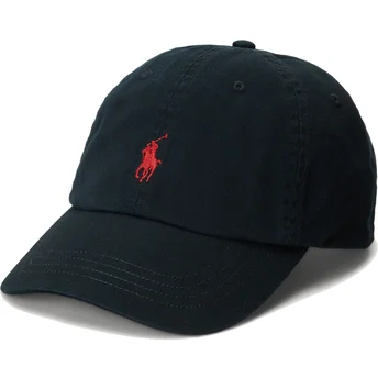 Sapkák ívelt fekete állítható pánt Cotton Chino Classic Sport Polo Ralph Lauren