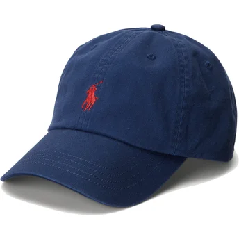 Marineblaue verstellbare Curved Cap mit rotem Logo Cotton Chino Classic Sport von Polo Ralph Lauren