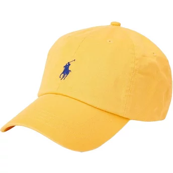 Polo Ralph Lauren Curved Brim Blue Logo Cotton Chino Classic Sport Yellow Adjustable Cap