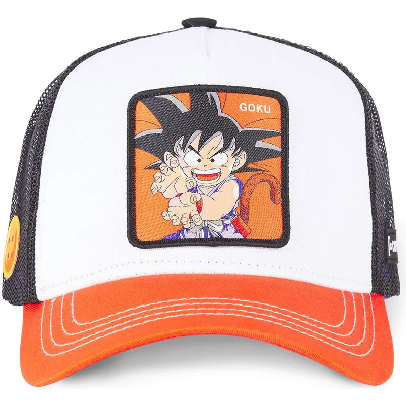 trucker-cap-weiss-schwarz-und-orange-son-goku-kind-db3-gok2-dragon-ball-von-capslab