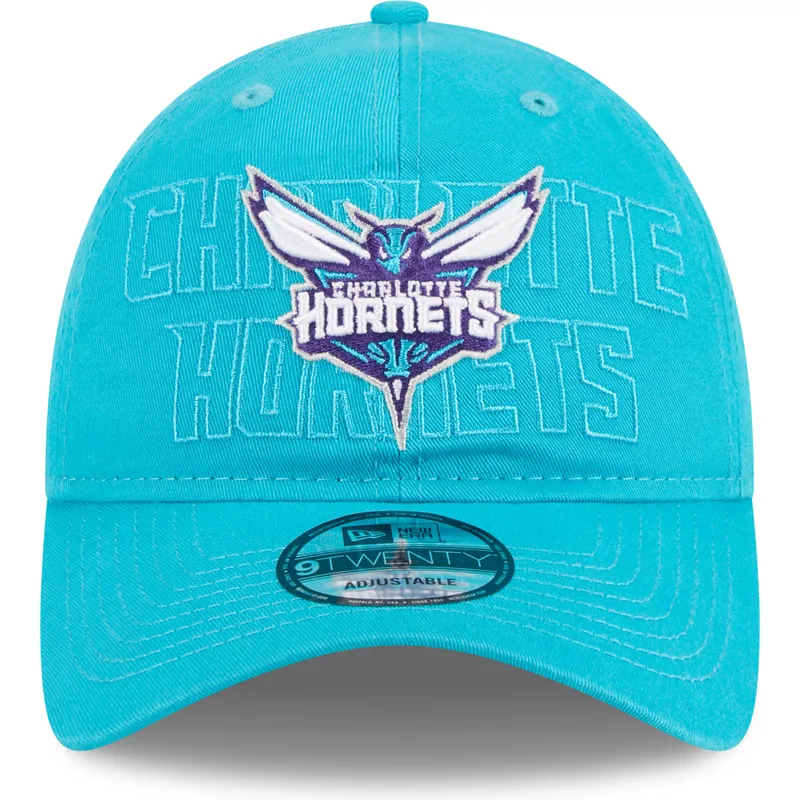 blaue-verstellbare-gebogene-kappe-9twenty-draft-edition-2023-der-charlotte-hornets-nba-von-new-era