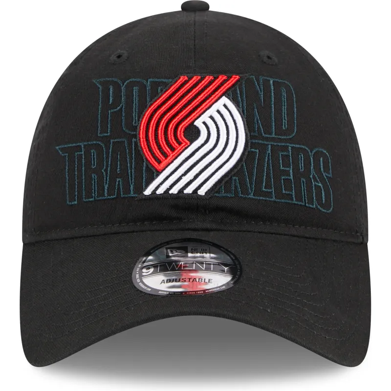 schwarze-verstellbare-gebogene-kappe-9twenty-draft-edition-2023-der-portland-trail-blazers-nba-von-new-era