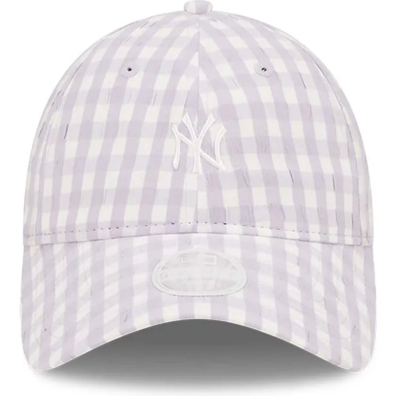 ljuslila-bojd-justerbar-keps-for-dam-9twenty-gingham-fran-new-york-yankees-mlb-av-new-era