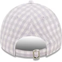 hellviolette-gebogene-verstellbare-damenkappe-9twenty-gingham-der-new-york-yankees-mlb-von-new-era