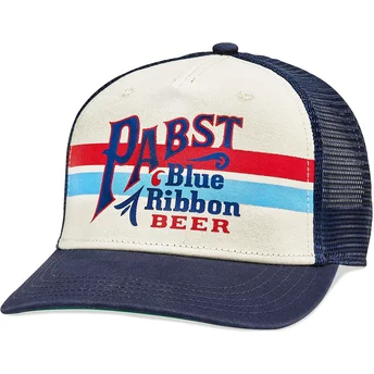 Trucker Cap beige und marineblau Snapback Pabst Blue Ribbon Sinclair von American Needle