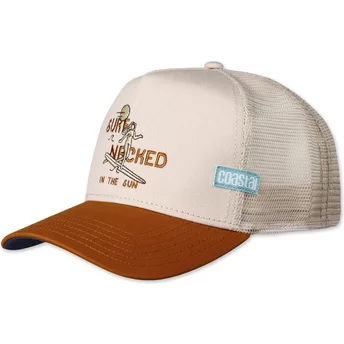 Coastal Surf Naked In The Sun III HFT Beige and Brown Trucker Hat