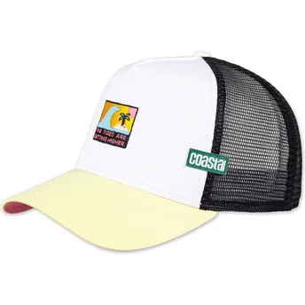 Weiße und gelbe Trucker-Kappe The Tides Are Getting Higher HFT von Coastal