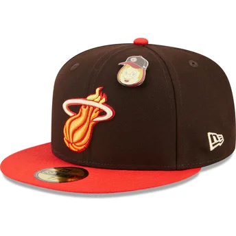 Cap lapos кафяв регулиран 59FIFTY The Elements Fire Pin Miami Heat NBA New Era