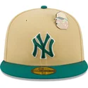 flache-beige-und-grune-anliegende-kappe-59fifty-the-elements-earth-pin-der-new-york-yankees-mlb-von-new-era
