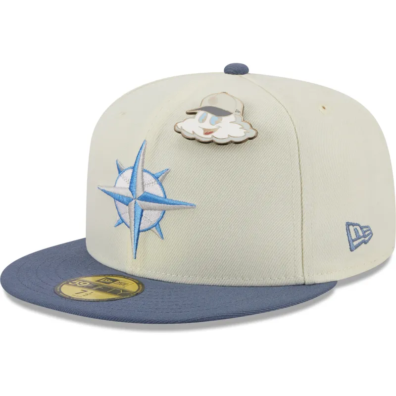 graue-und-blaue-anliegende-flat-cap-59fifty-the-elements-air-pin-der-seattle-mariners-mlb-von-new-era