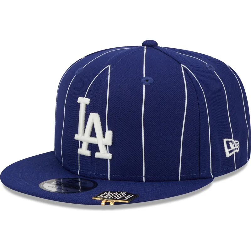 blaue-flache-snapback-kappe-9fifty-pinstripe-visor-clip-der-los-angeles-dodgers-mlb-von-new-era
