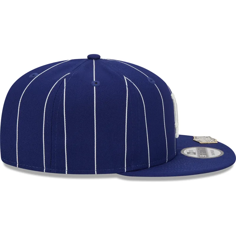 blaue-flache-snapback-kappe-9fifty-pinstripe-visor-clip-der-los-angeles-dodgers-mlb-von-new-era