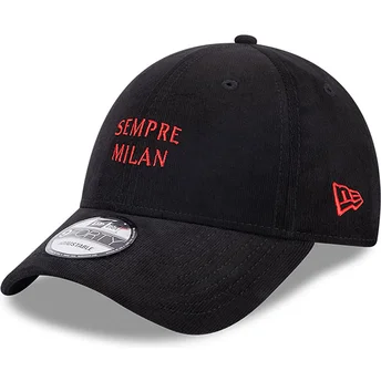 New Era Curved Brim Sempre Milan 9FORTY Needle Cord AC Milan Serie A Black Adjustable Cap