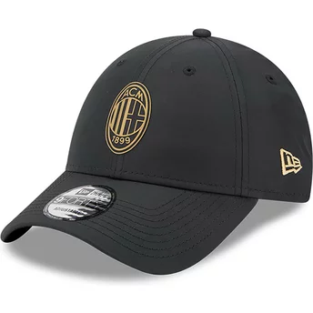 New Era Curved Brim Golden Logo 9FORTY AC Milan Serie A Black Adjustable Cap