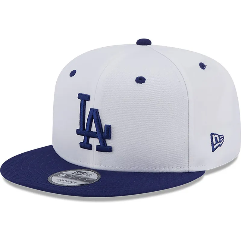 gorra-plana-blanca-y-azul-snapback-con-logo-azul-9fifty-white-crown-patch-de-los-angeles-dodgers-mlb-de-new-era