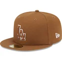 los-angeles-dodgers-mlb-59fifty-team-outline-braune-passgenaue-flat-cap-von-new-era