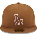 los-angeles-dodgers-mlb-59fifty-team-outline-braune-passgenaue-flat-cap-von-new-era
