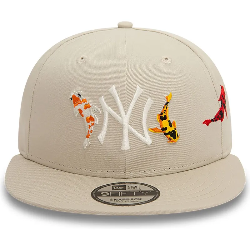 sapkak-lapos-bezs-snapback-9fifty-koi-fish-new-york-yankees-mlb-new-era