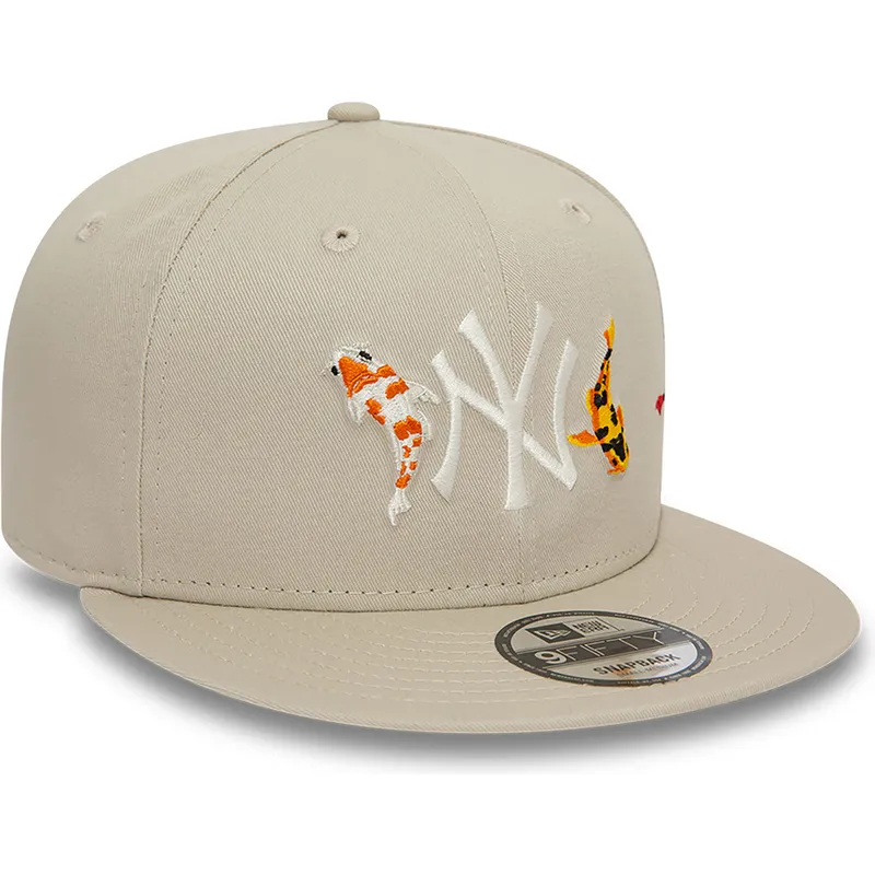 sapkak-lapos-bezs-snapback-9fifty-koi-fish-new-york-yankees-mlb-new-era