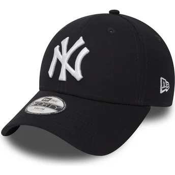 New Era New York Yankees MLB 9FORTY Essential verstellbare Kinderkappe mit gebogenem Schirm in Marineblau