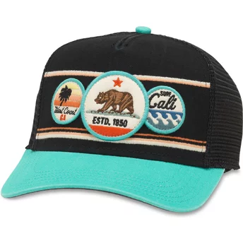 American Needle California Domino Black and Blue Snapback Trucker Hat