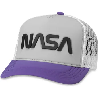 Καπέλο τράκερ γκρι, λευκό και βιολετί snapback NASA Riptide Valin της American Needle