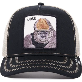 schwarze-und-weisse-trucker-kappe-gorilla-the-boss-the-farm-von-goorin-bros