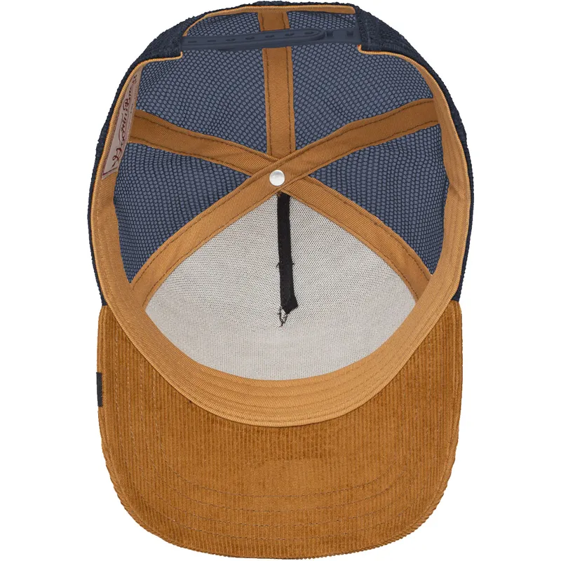 trucker-cap-braun-und-marineblau-panther-panther-panthuroy-corduroy-the-farm-von-goorin-bros